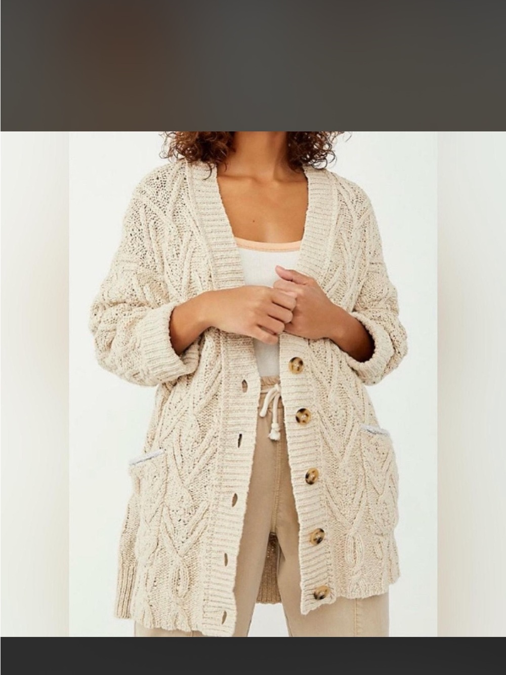 🤍 Free People Chunky Cable Knit Cardigan